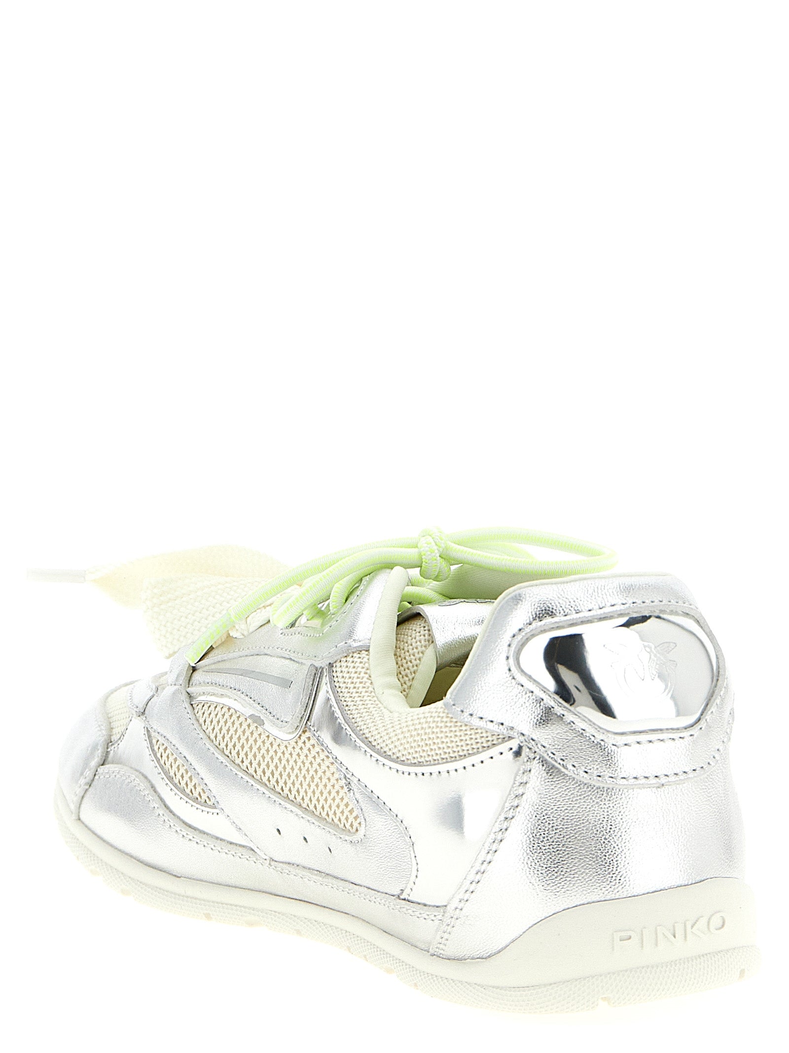 PINKO Silberne Leder-Sneaker im Athletic-Look