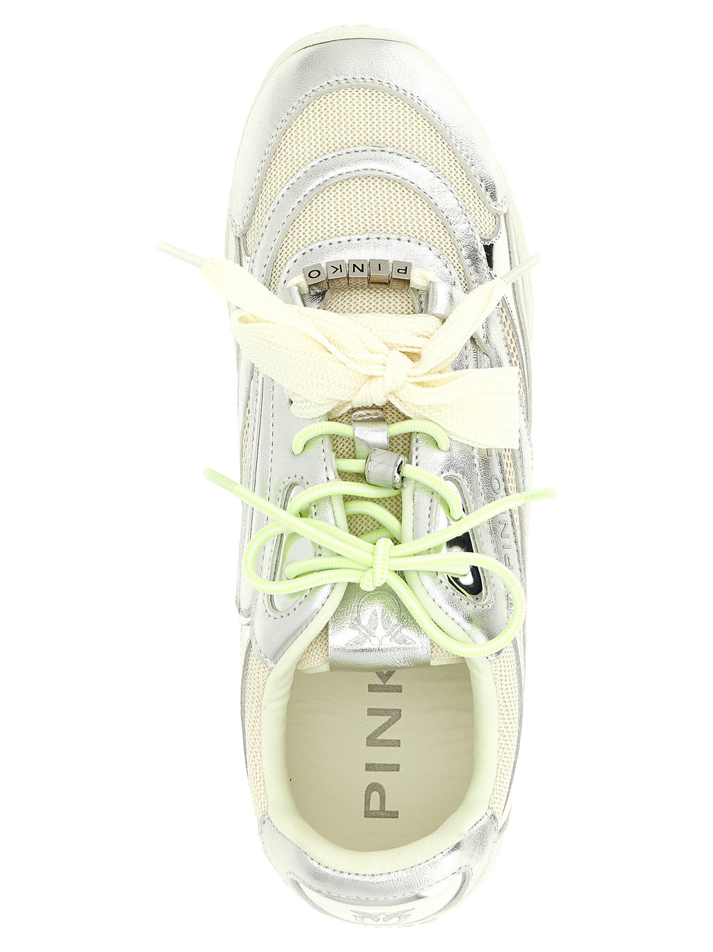 PINKO Silberne Leder-Sneaker im Athletic-Look