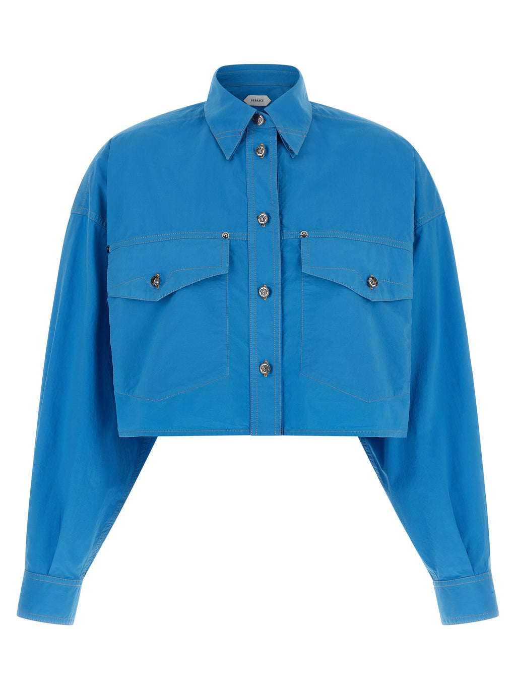 Versace Blaue Baumwollbluse