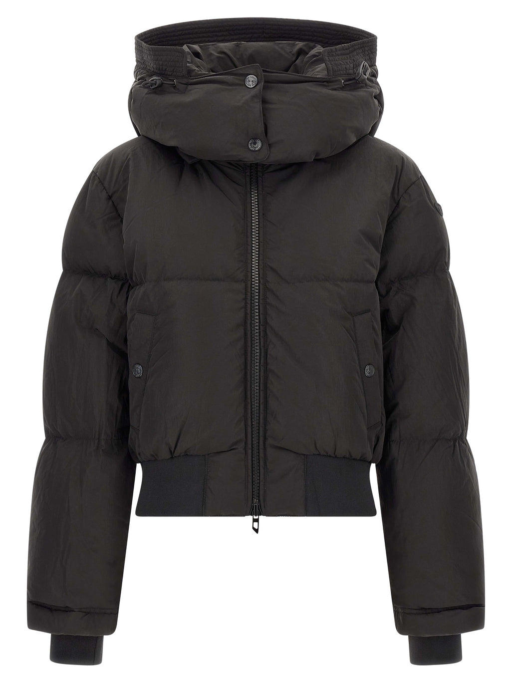 Diesel Schwarze Polyamid-Jacke in voller Länge