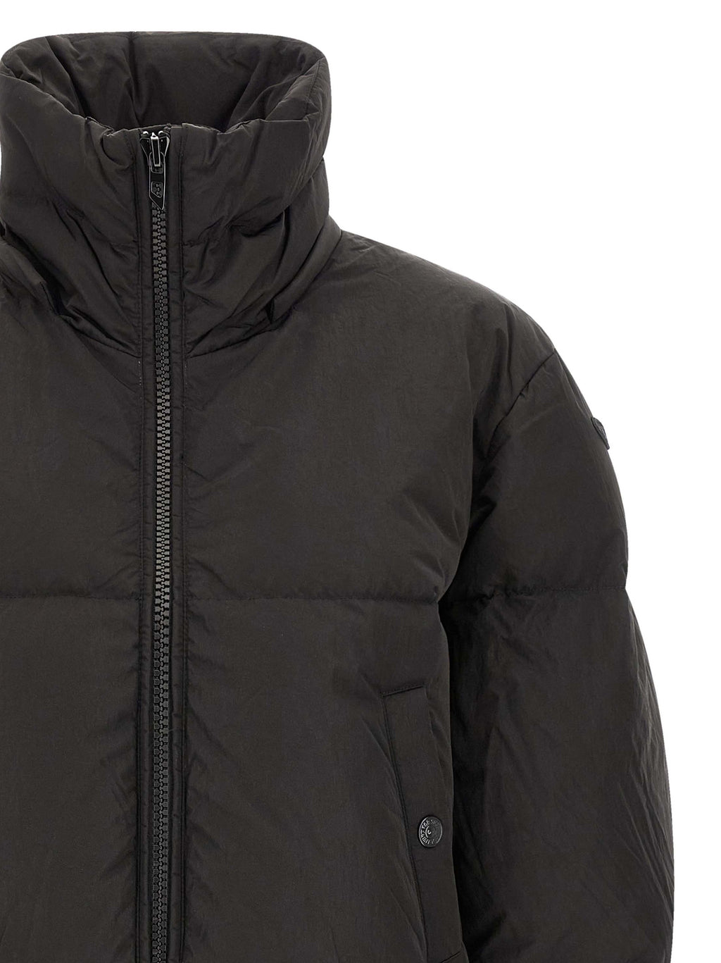 Diesel Schwarze Polyamid-Jacke in voller Länge