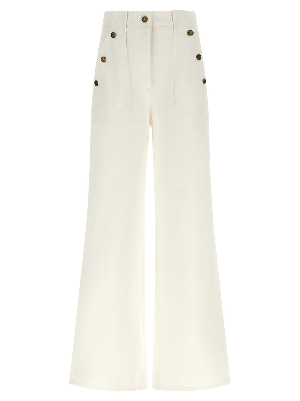 Max Mara Weiße Baumwoll-Hosen mit weitem Bein