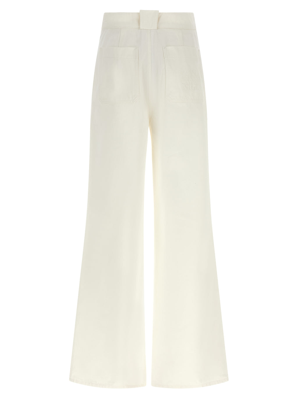 Max Mara Weiße Baumwoll-Hosen mit weitem Bein