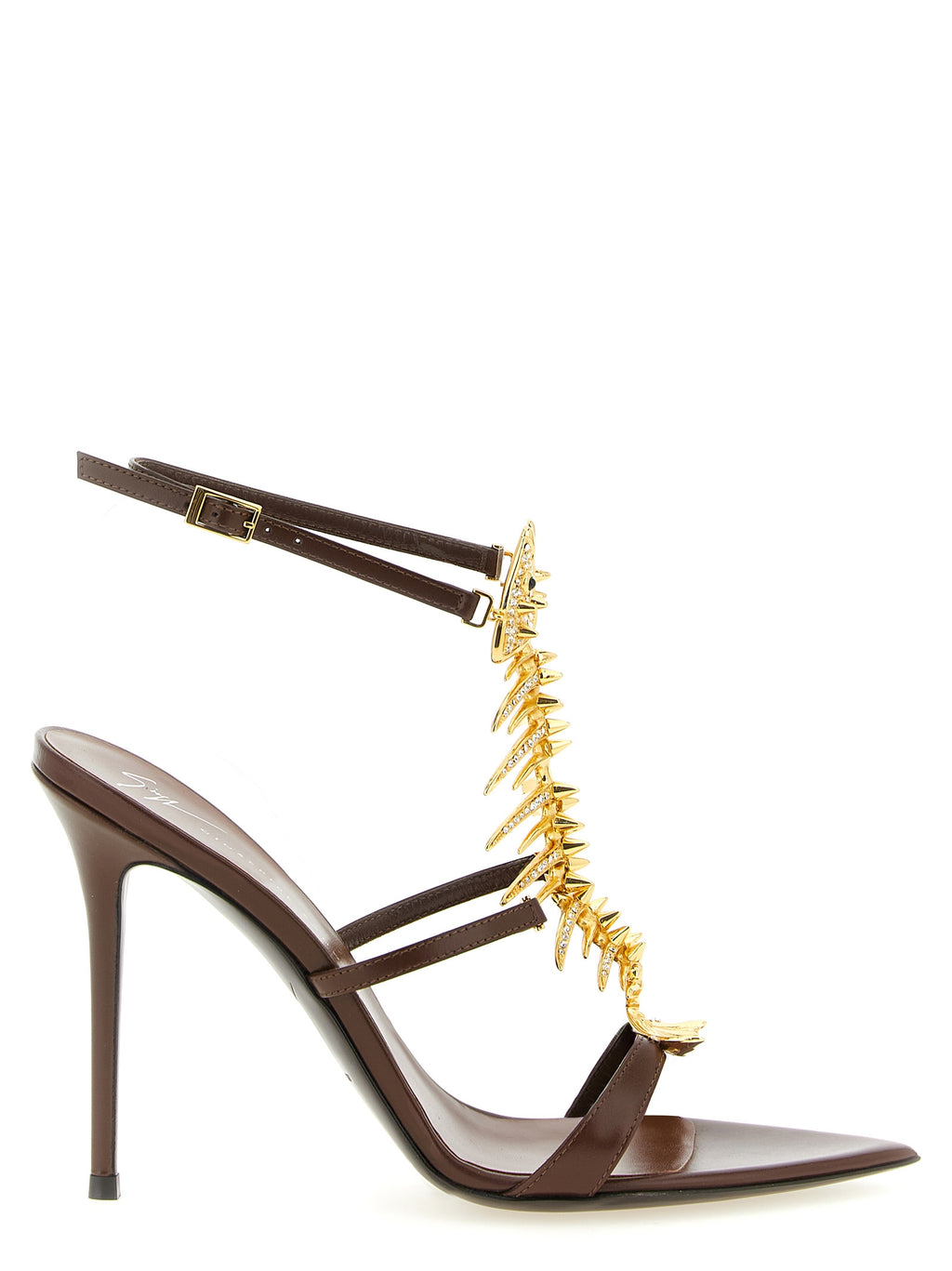 Giuseppe Zanotti Braune Sandalen mit Stilettoabsatz aus Lammleder