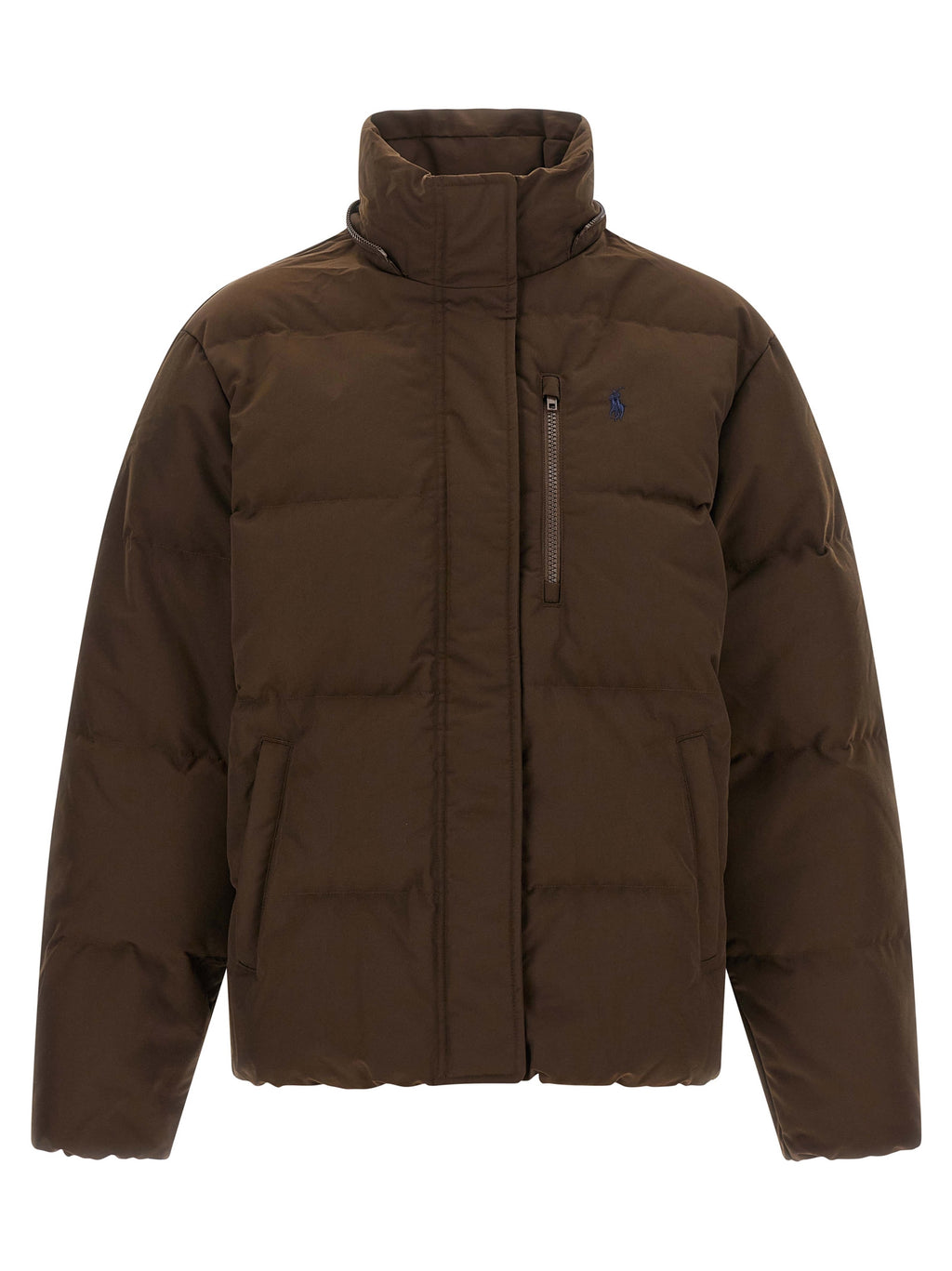 Polo Ralph Lauren Braune Polyester-Jacke in voller Länge