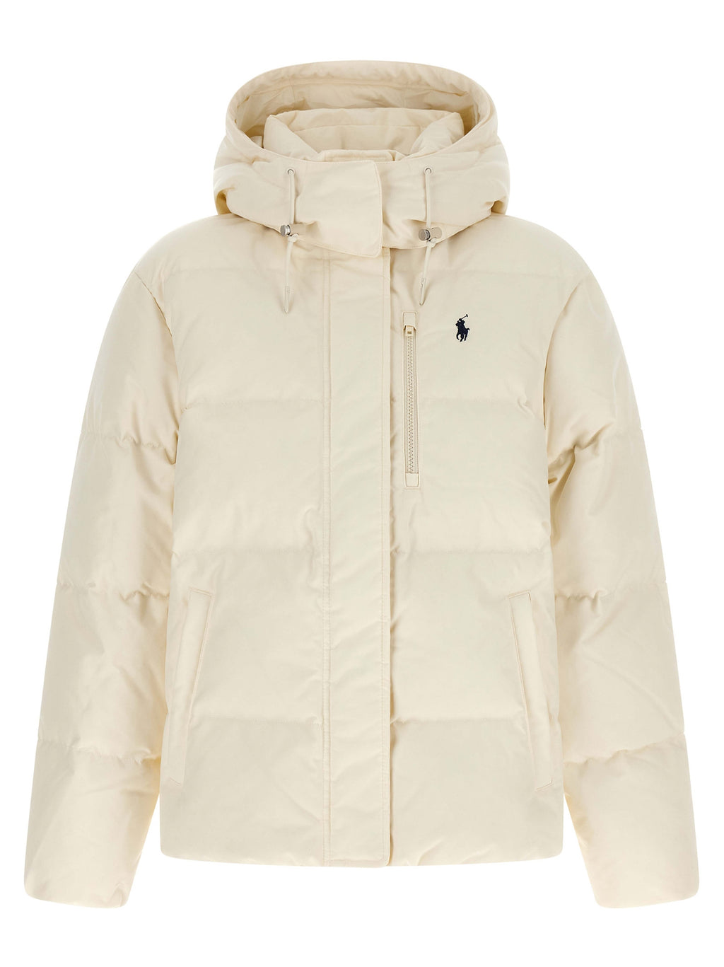 Polo Ralph Lauren Weiße Polyester-Jacke in voller Länge