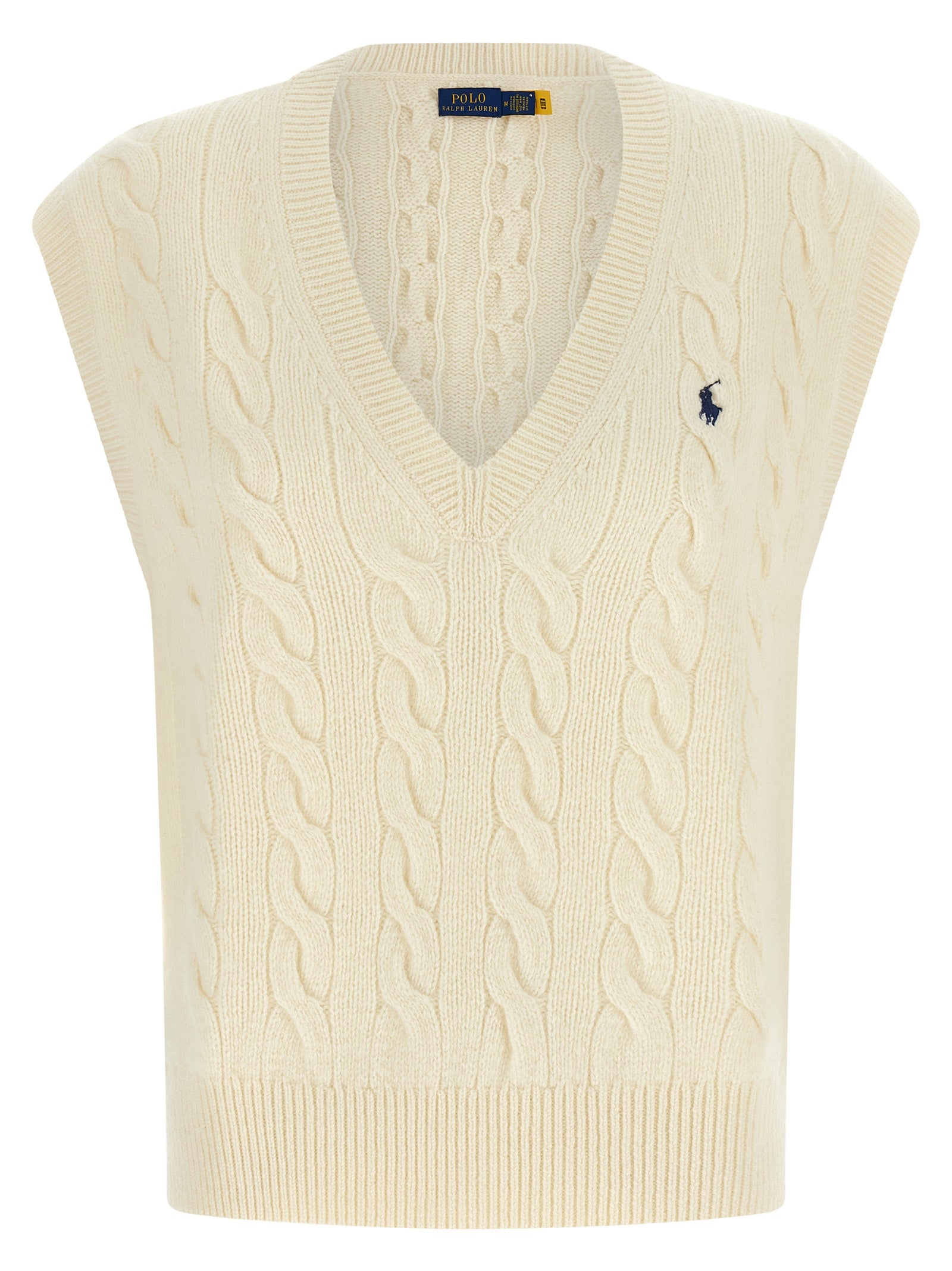 Polo Ralph Lauren Ärmellose weiße Wolljacke