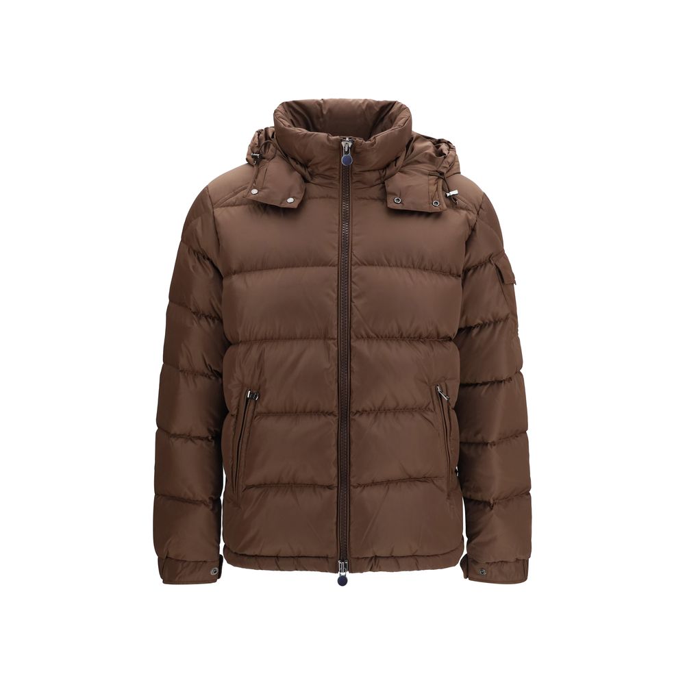 Moncler Braune Polyamid-Jacke in voller Länge