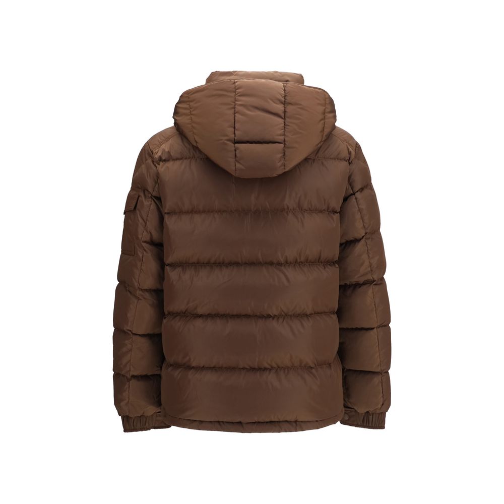 Moncler Braune Polyamid-Jacke in voller Länge