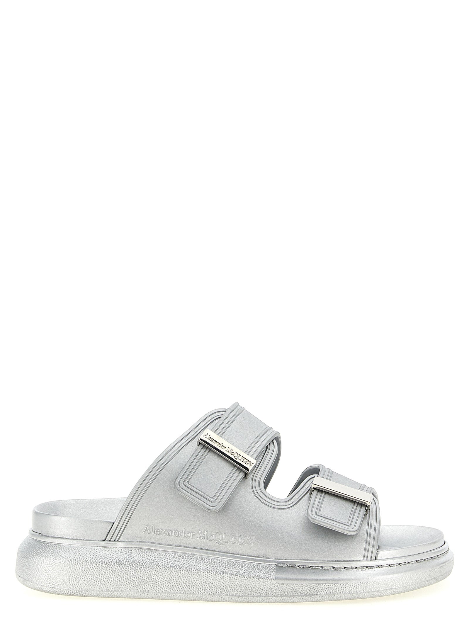 Alexander McQueen Silberne Gummislipper