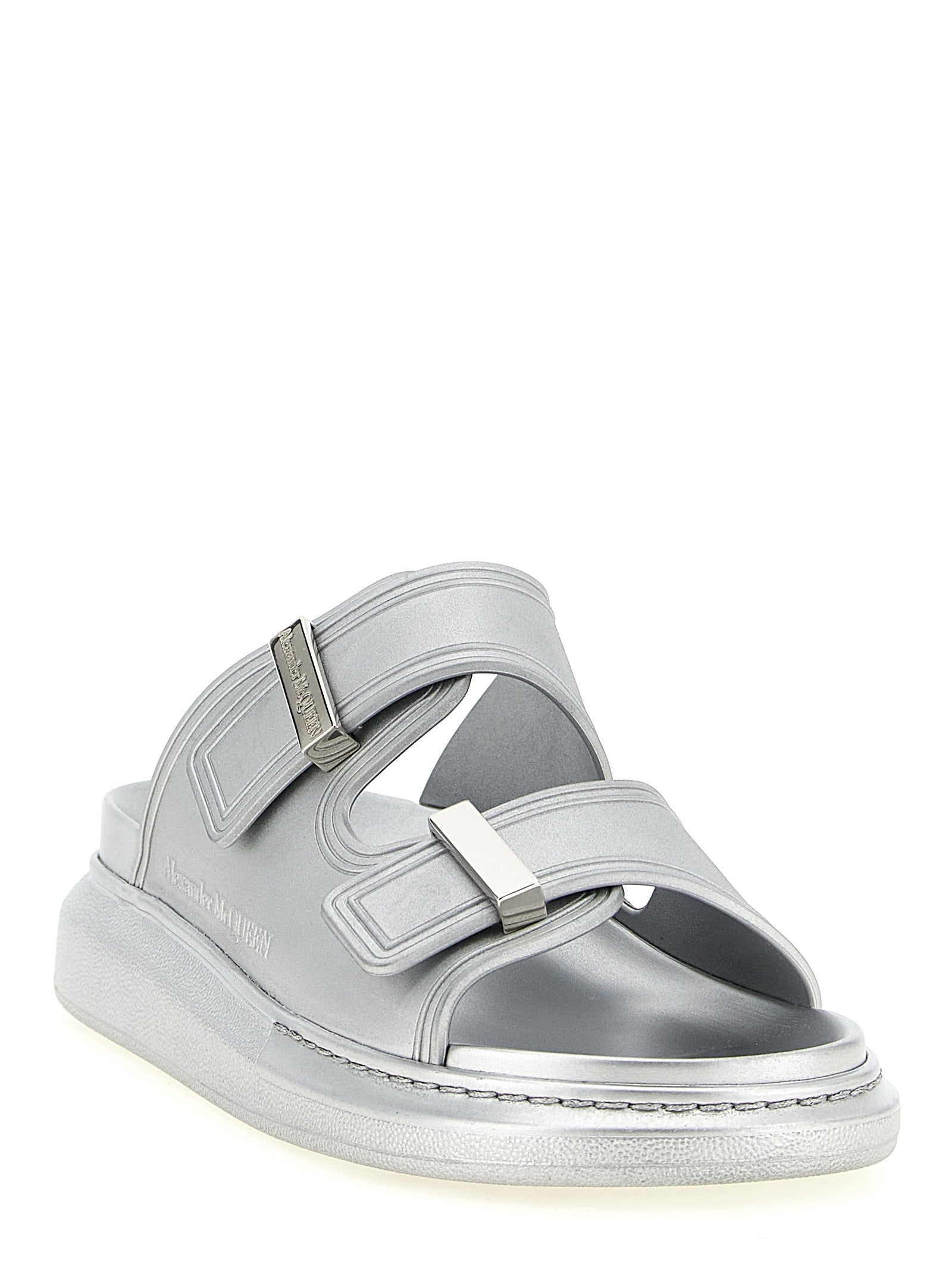 Alexander McQueen Silberne Gummislipper