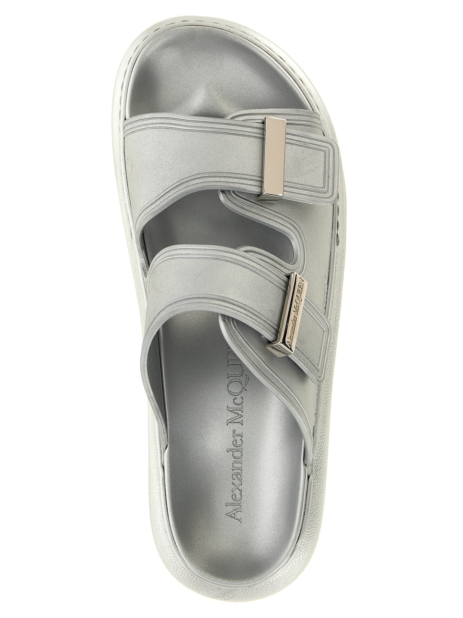 Alexander McQueen Silberne Gummislipper