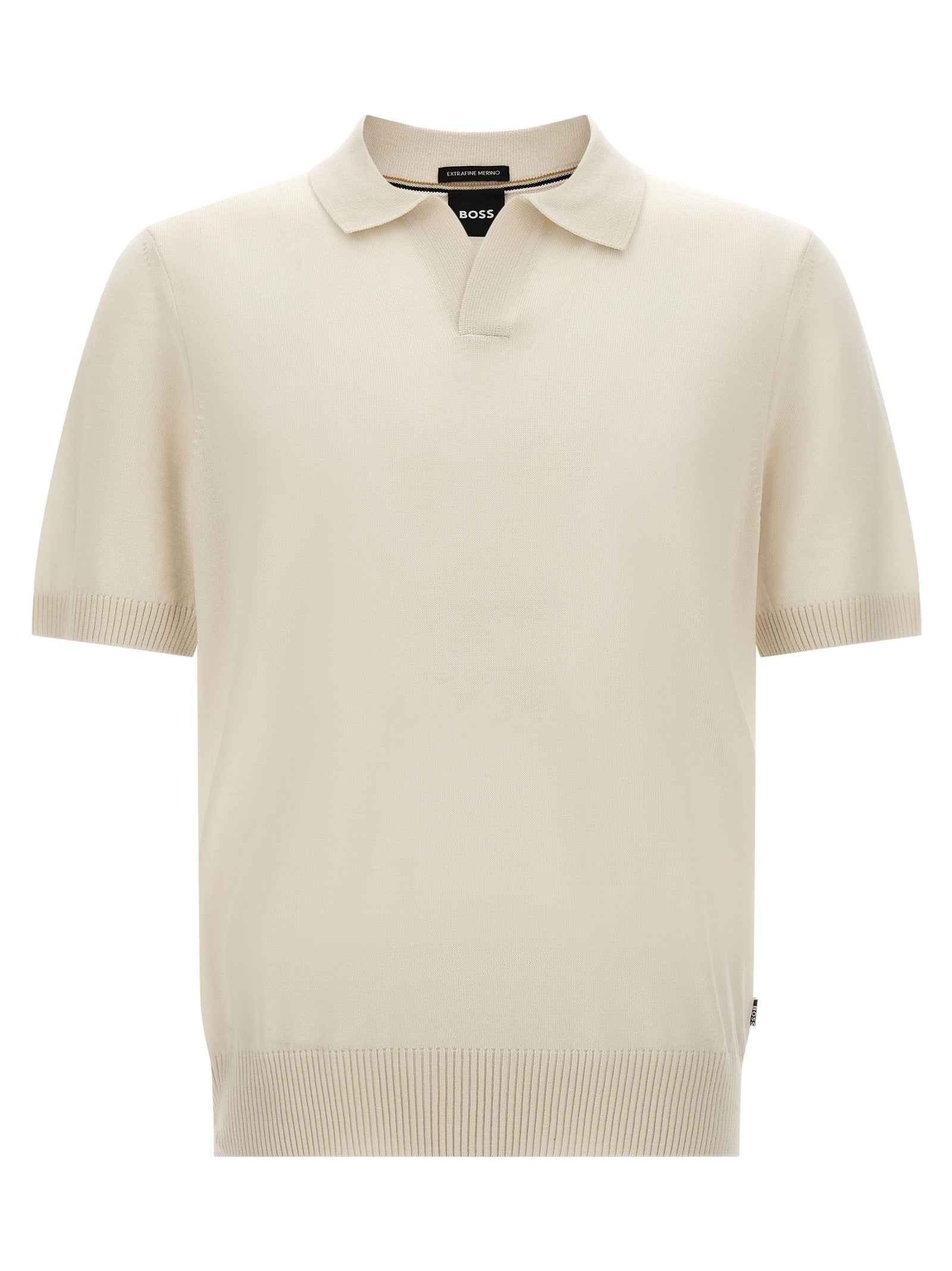 Hugo Boss Polohemd aus weißer Schurwolle