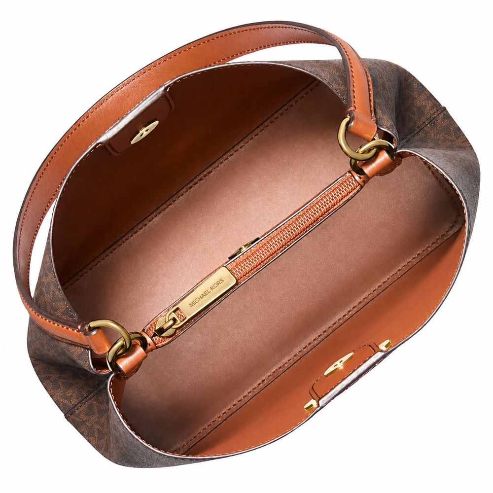 Michael Kors Braune Canvas Umhängetasche
