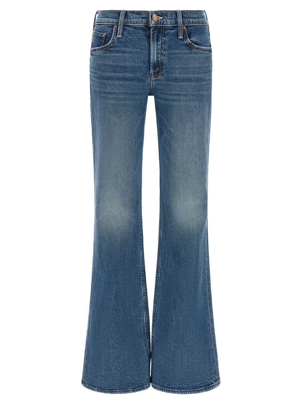 Mother Denim Blaue Bootcut-Jeans aus Baumwolle
