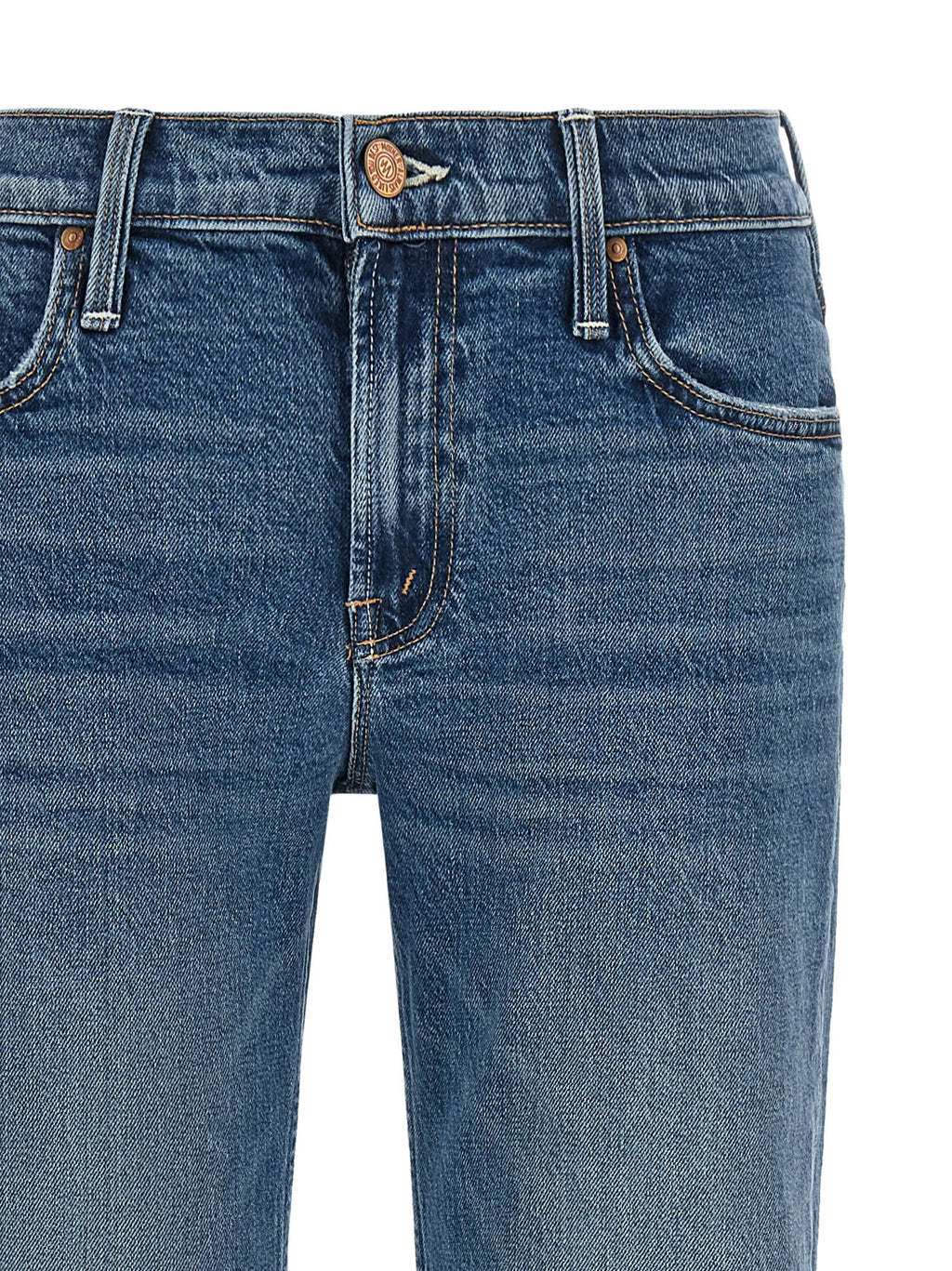 Mother Denim Blaue Bootcut-Jeans aus Baumwolle
