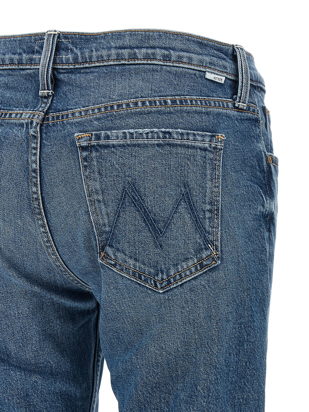 Mother Denim Blaue Bootcut-Jeans aus Baumwolle