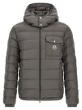 Moncler Graue Polyamid-Jacke in voller Länge