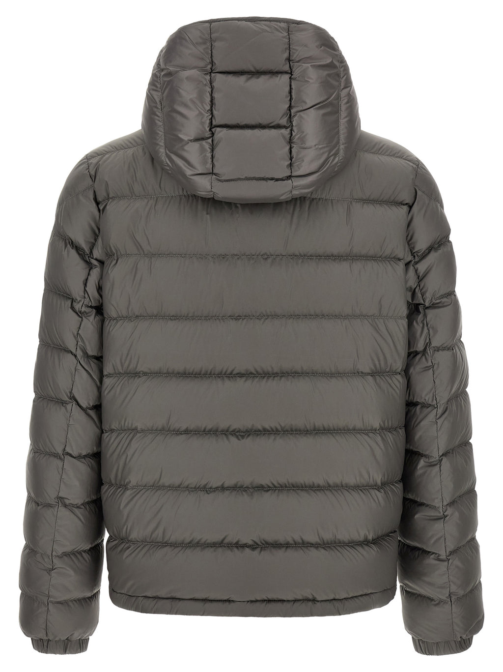 Moncler Graue Polyamid-Jacke in voller Länge