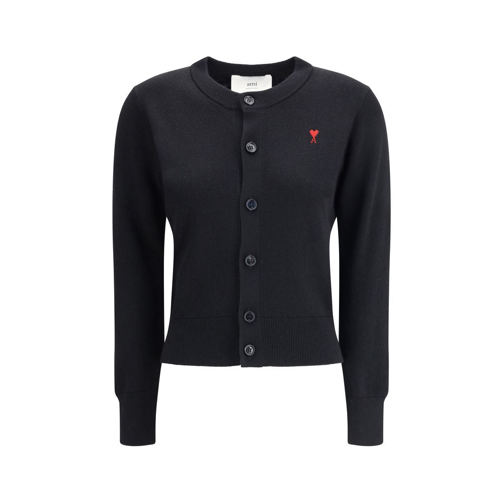 Ami Paris Schwarzer Cardigan aus Merinowolle