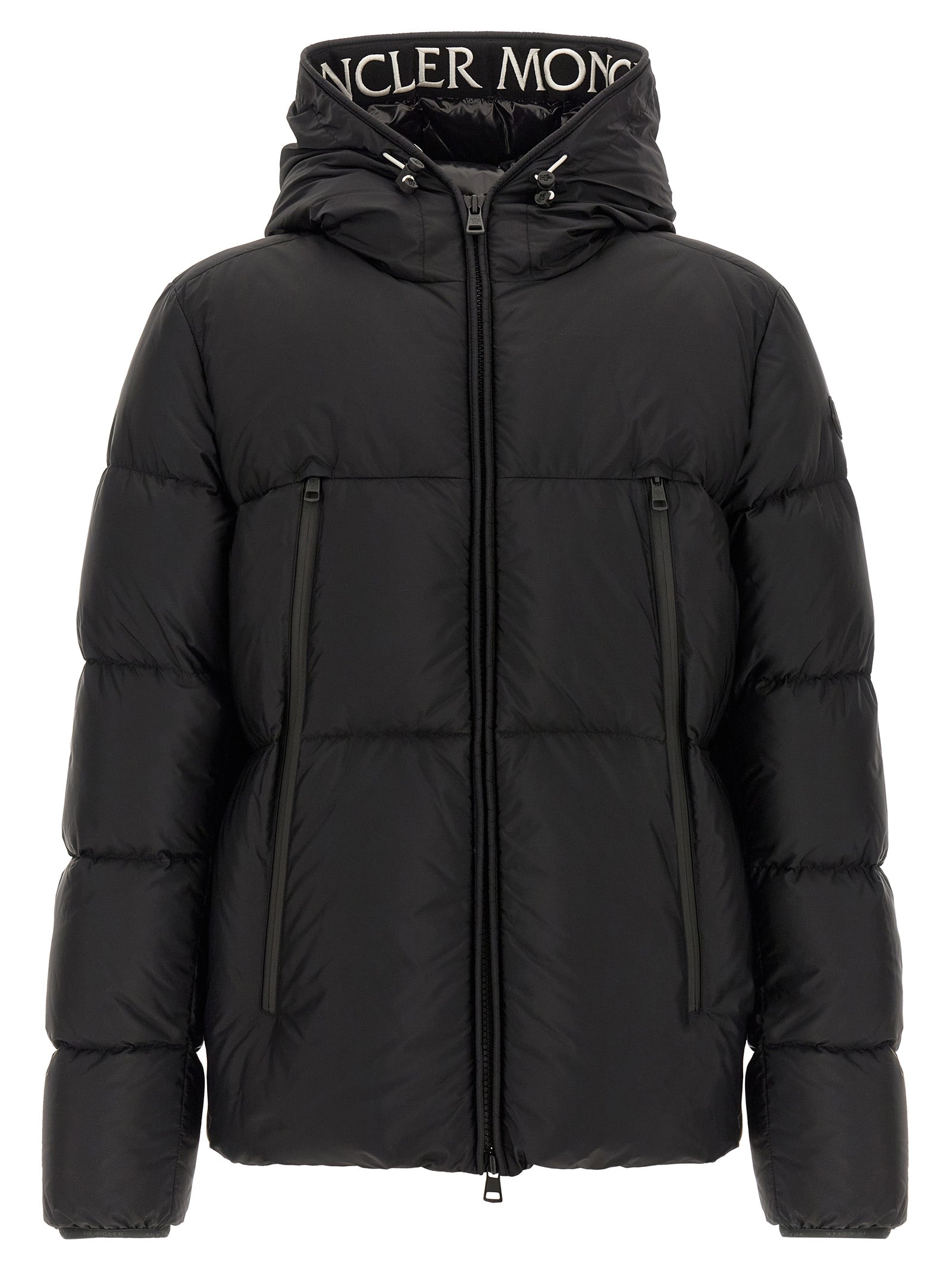 Moncler Schwarze Polyamid-Jacke in voller Länge
