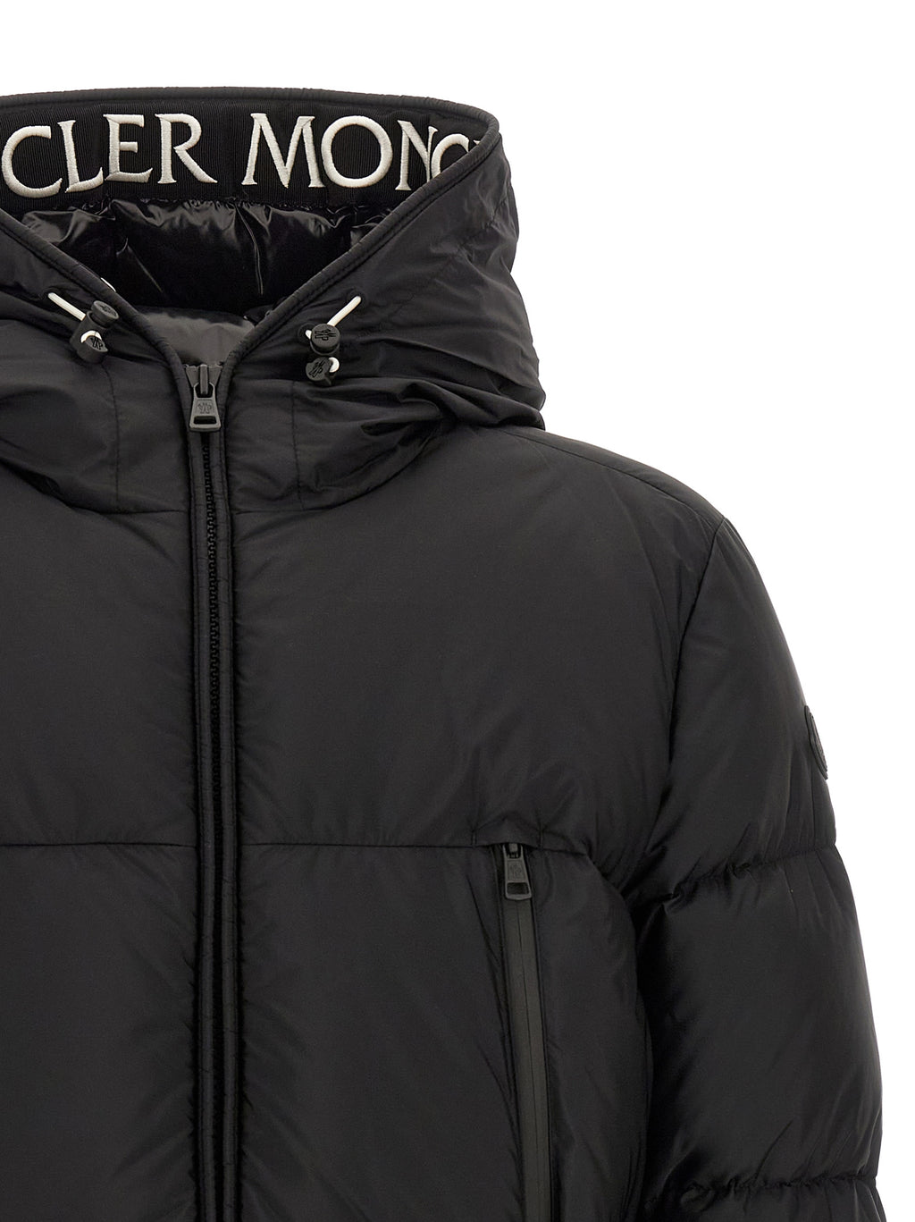 Moncler Schwarze Polyamid-Jacke in voller Länge