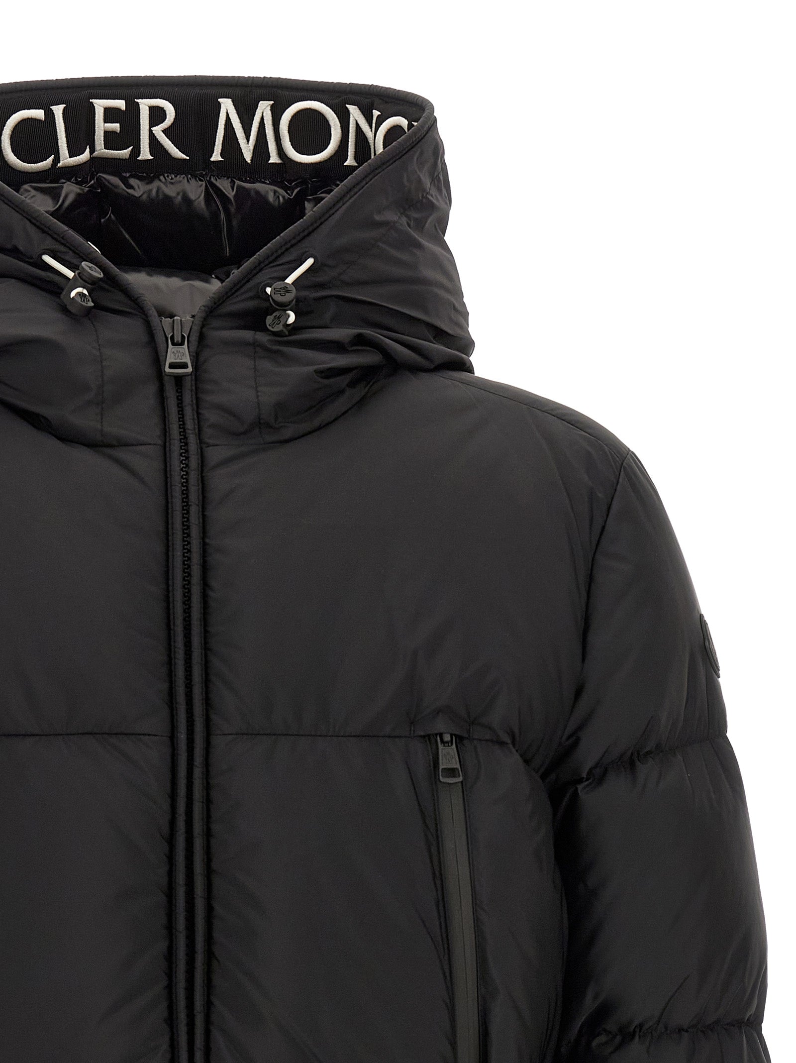 Moncler Schwarze Polyamid-Jacke in voller Länge