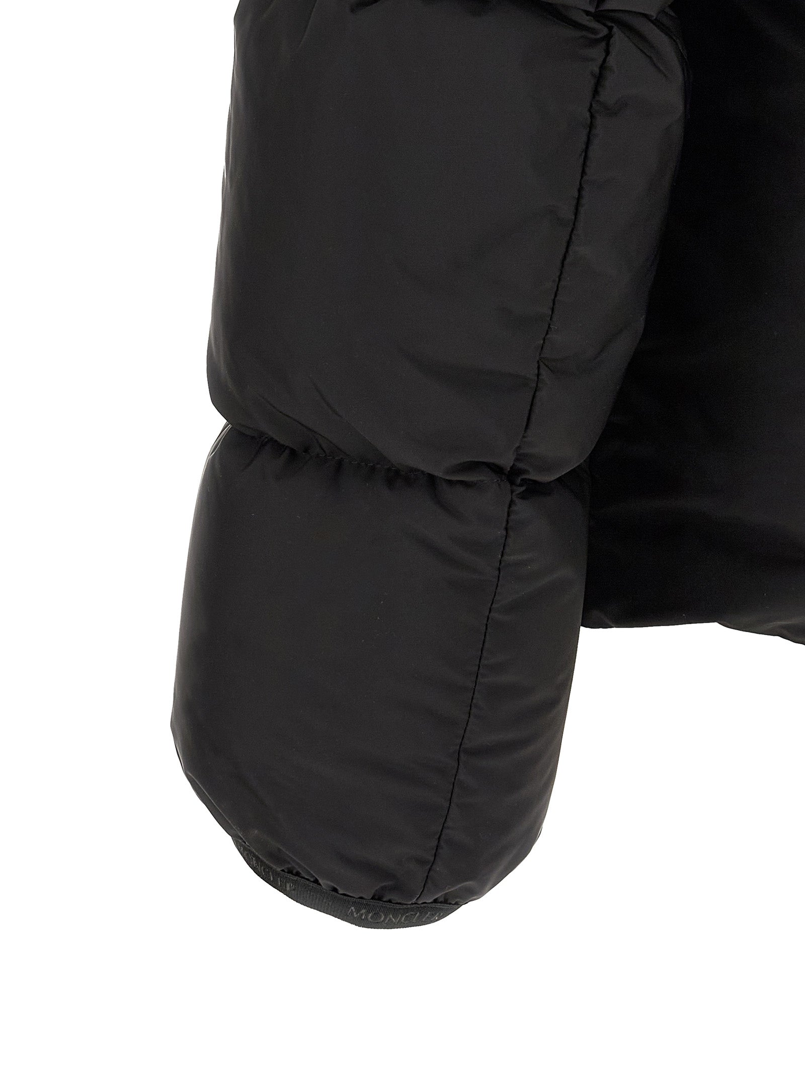Moncler Schwarze Polyamid-Jacke in voller Länge
