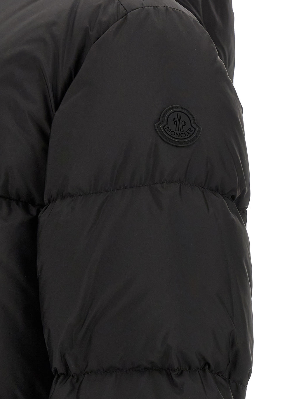 Moncler Schwarze Polyamid-Jacke in voller Länge