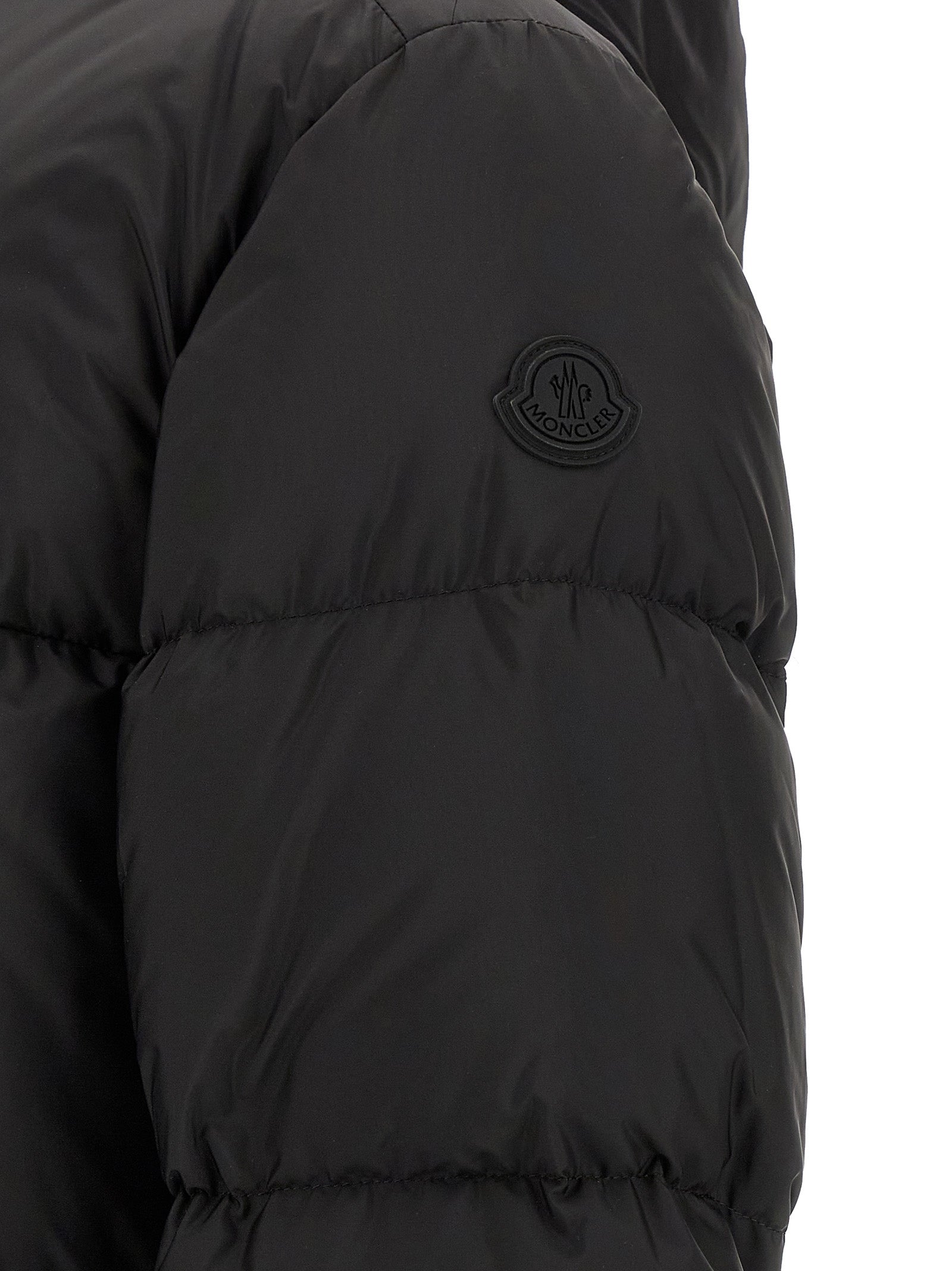 Moncler Schwarze Polyamid-Jacke in voller Länge