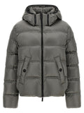 Moncler Graue Polyamid-Jacke in voller Länge