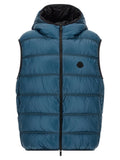 Moncler Blaue Polyamid-Jacke in voller Länge