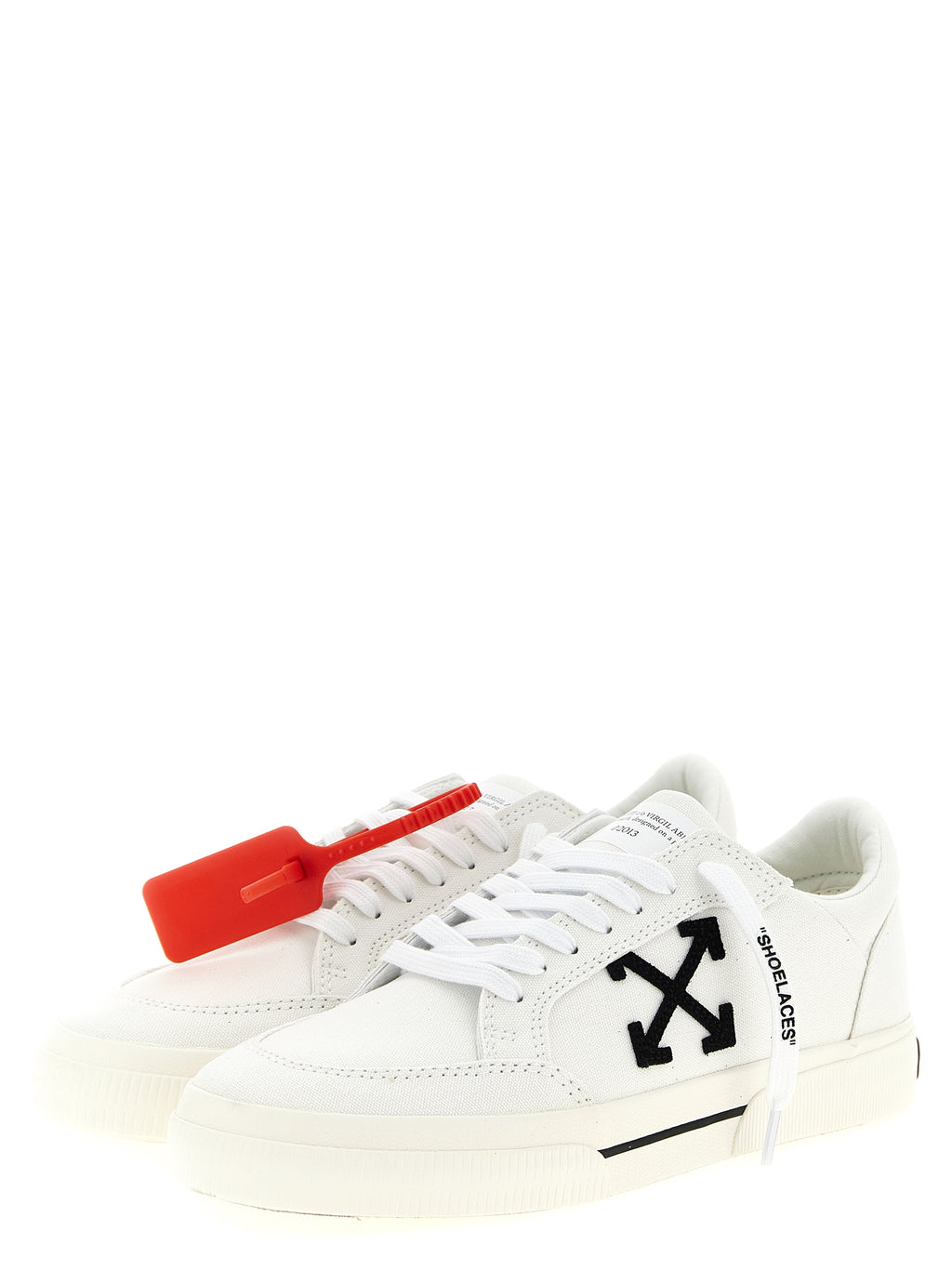 Off-White Zweifarbige Low-Top-Sneaker aus Baumwolle