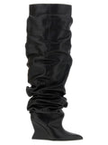 Balmain Schwarzes Kalbsleder Over-the-Knee