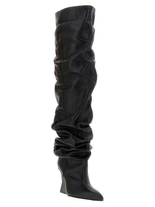 Balmain Schwarzes Kalbsleder Over-the-Knee