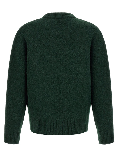 Ami Paris Zweifarbige Alpaka-Leder-Strickjacke