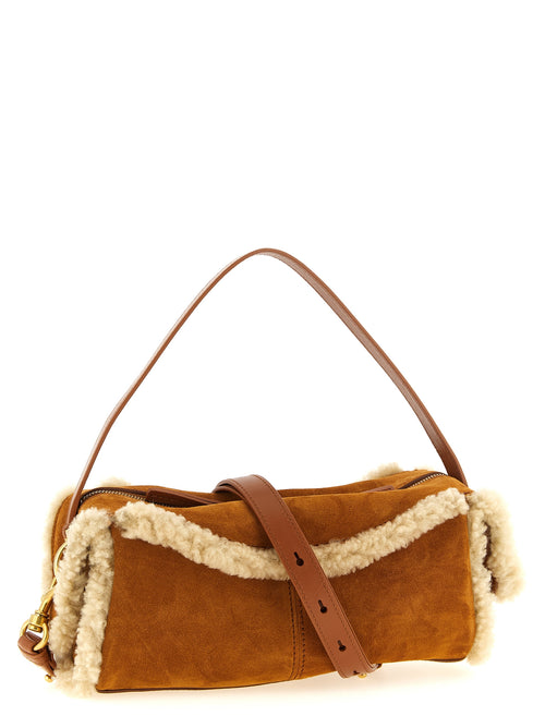 Balmain Braunes Kalbsleder Damen Crossbody Tasche
