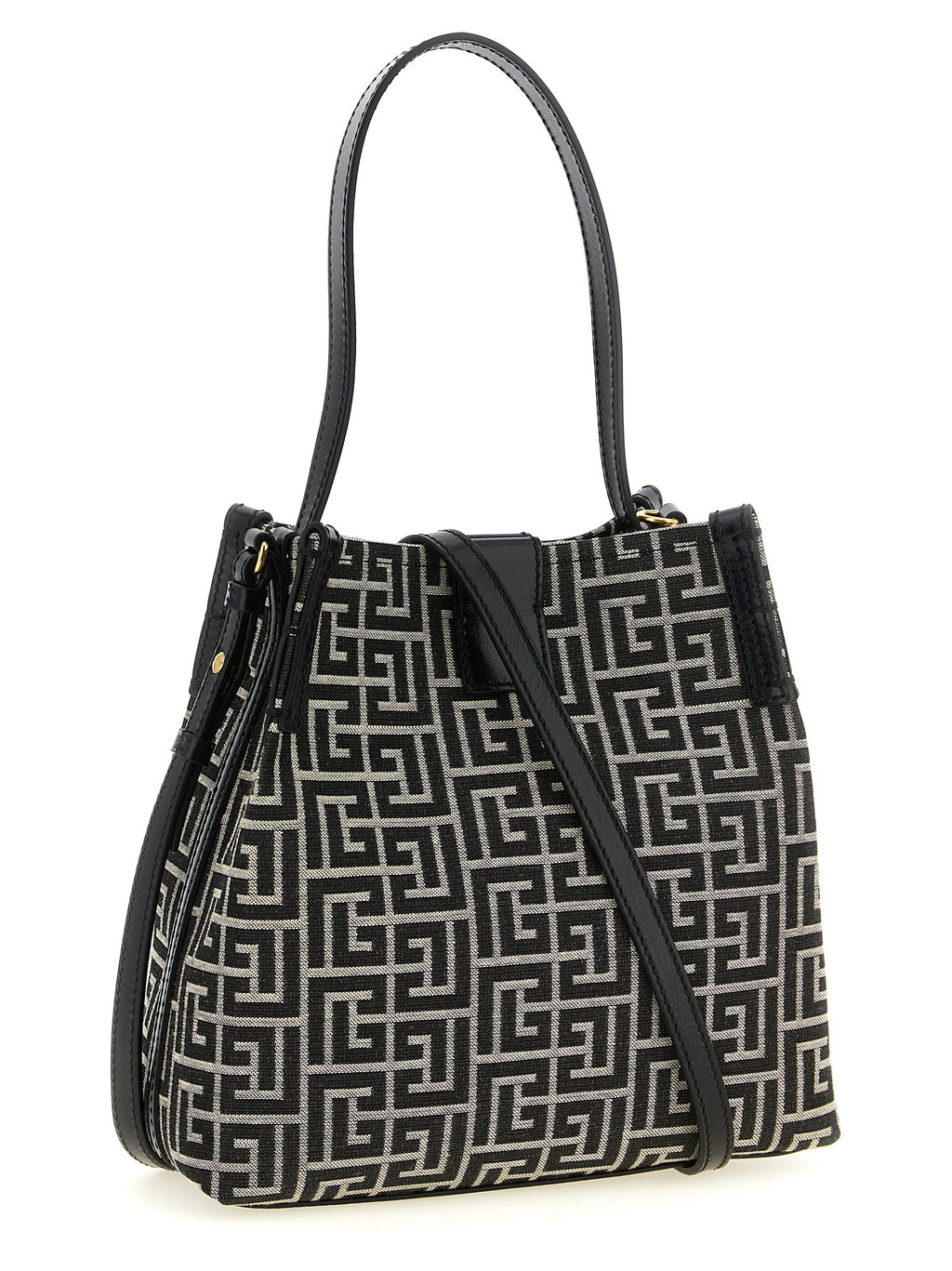 Balmain Zweifarbige Schultertasche aus Baumwolle