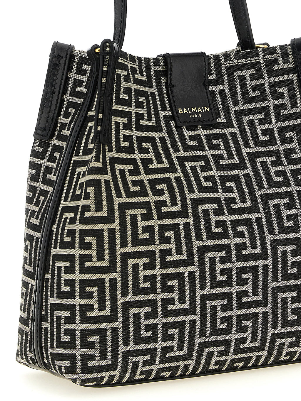 Balmain Zweifarbige Schultertasche aus Baumwolle