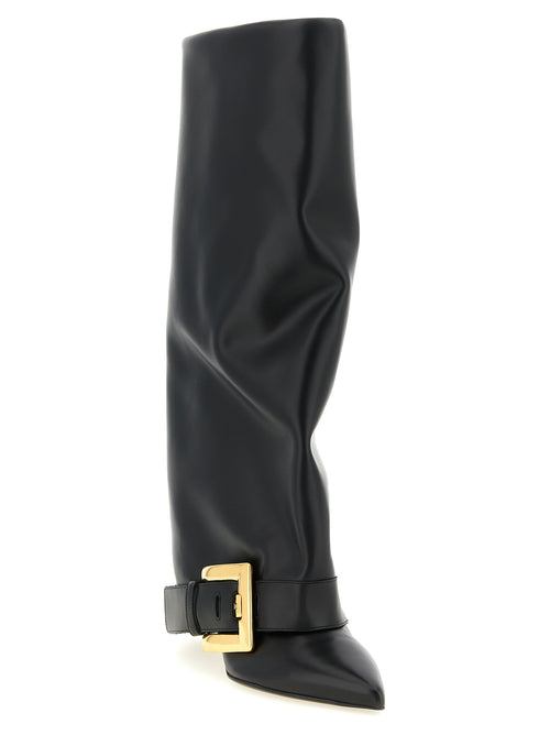 Balmain Schwarzes Kalbsleder Over-the-Knee