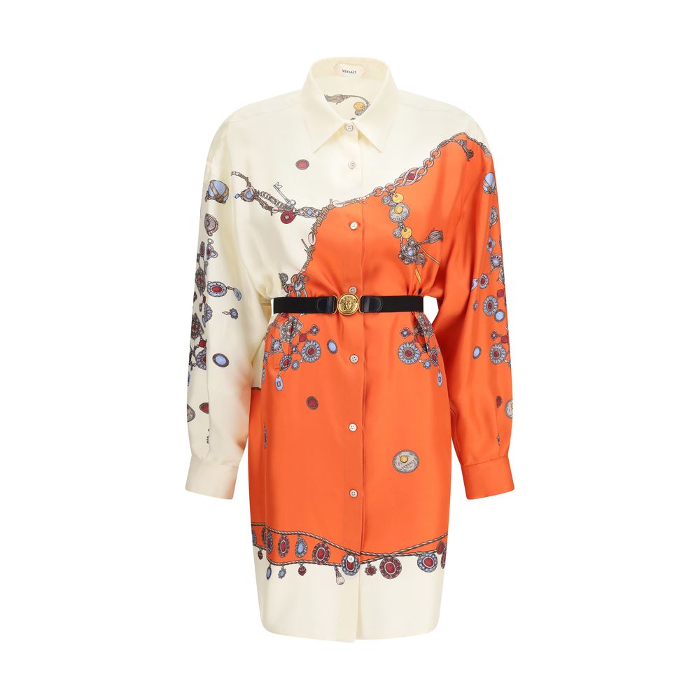 Versace Orangefarbenes Seidenkleid für den Alltag