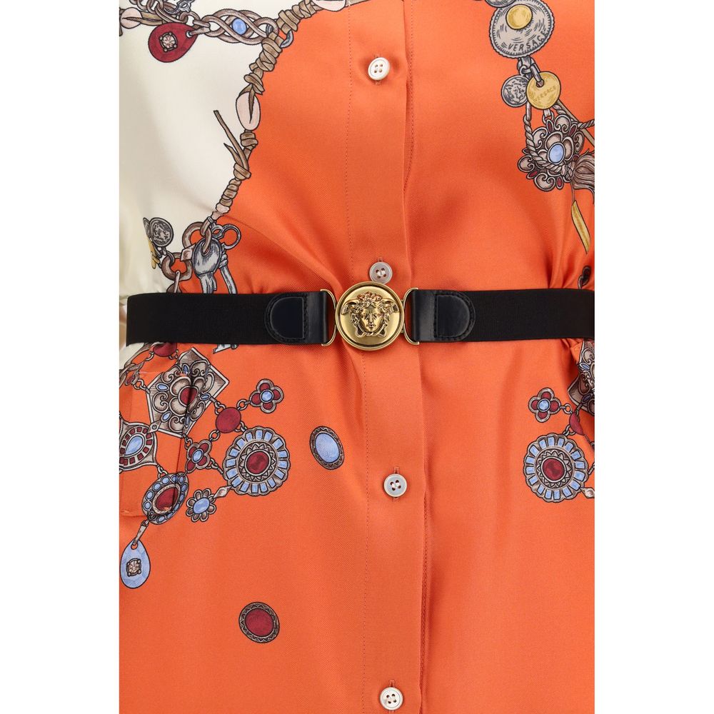 Versace Orangefarbenes Seidenkleid für den Alltag