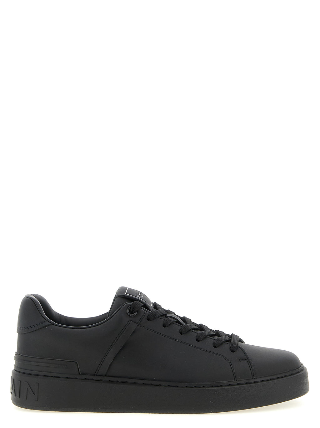 Balmain Schwarze Kalbsleder Low-Top-Sneaker