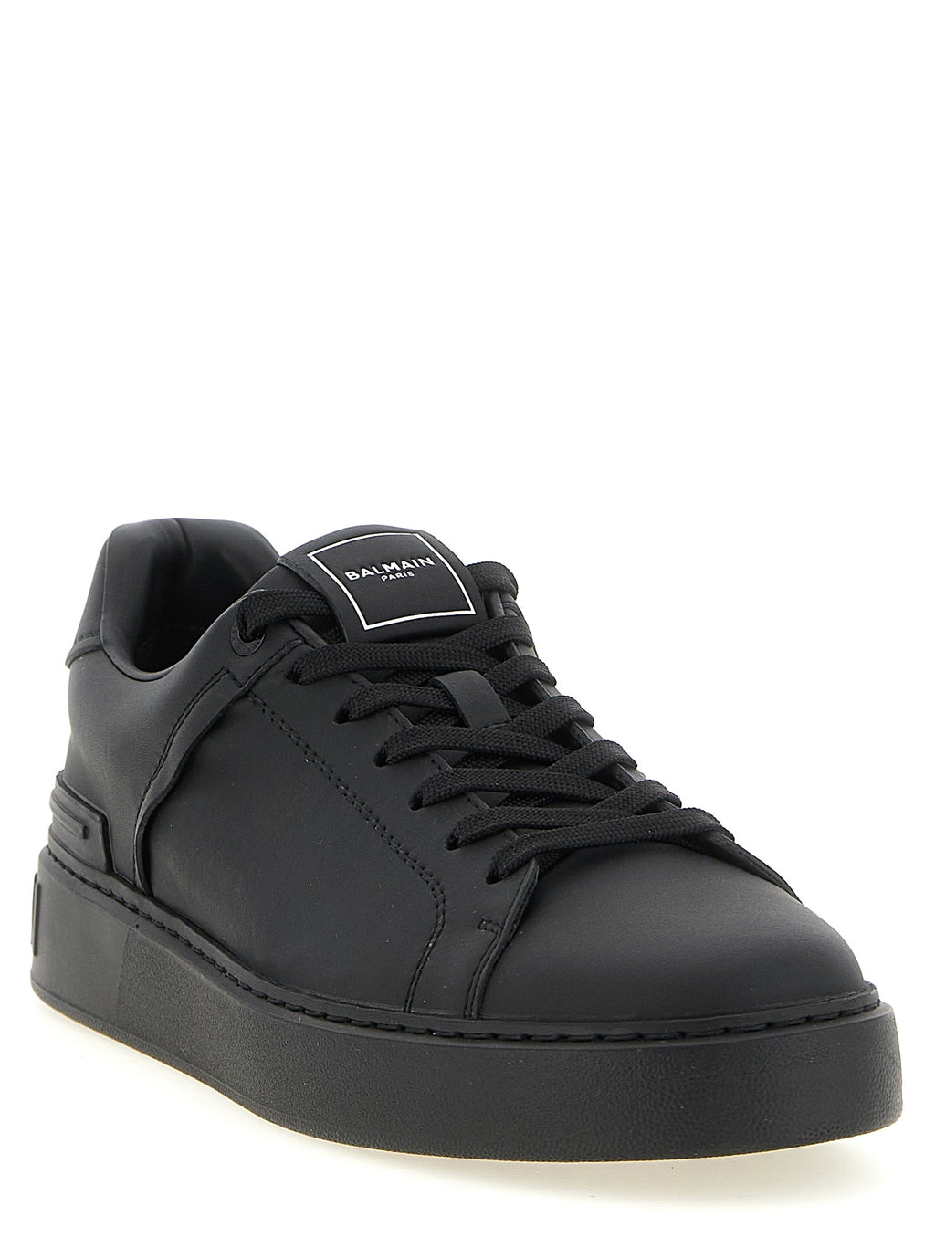 Balmain Schwarze Kalbsleder Low-Top-Sneaker