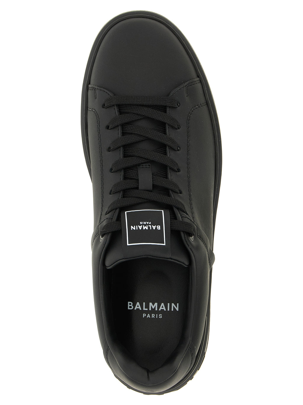 Balmain Schwarze Kalbsleder Low-Top-Sneaker