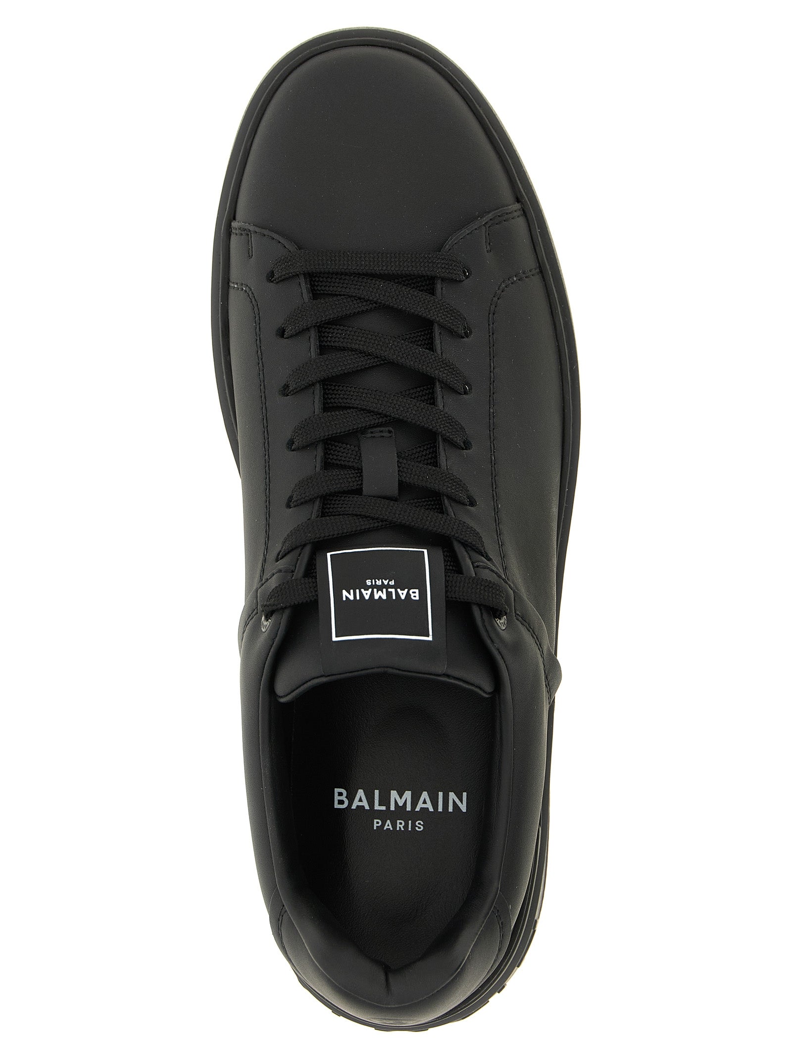Balmain Schwarze Kalbsleder Low-Top-Sneaker