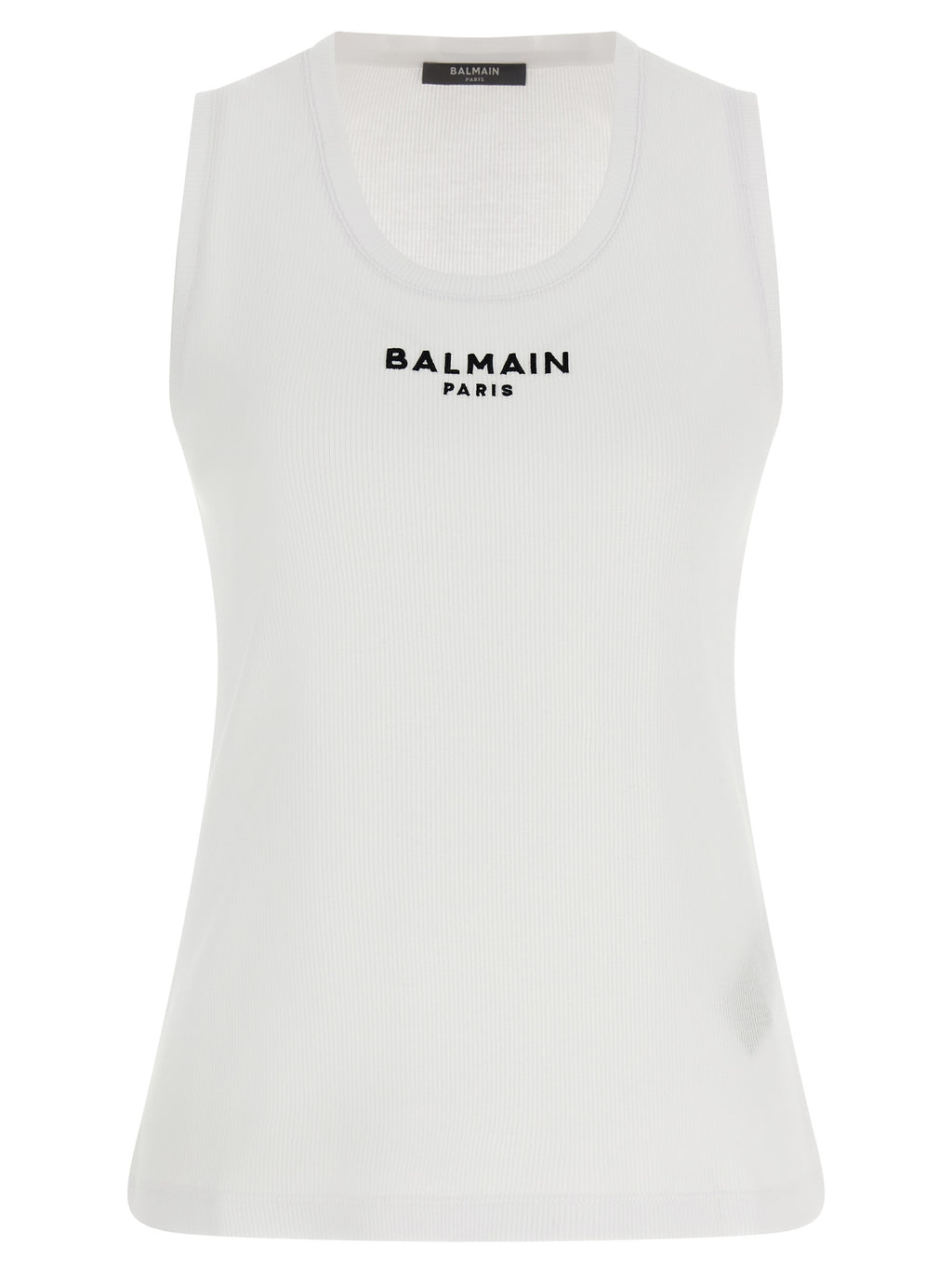 Balmain Weißes ärmelloses Baumwoll-T-Shirt