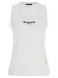 Balmain Weißes ärmelloses Baumwoll-T-Shirt