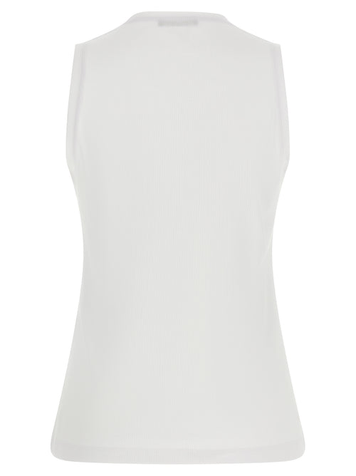 Balmain Weißes ärmelloses Baumwoll-T-Shirt