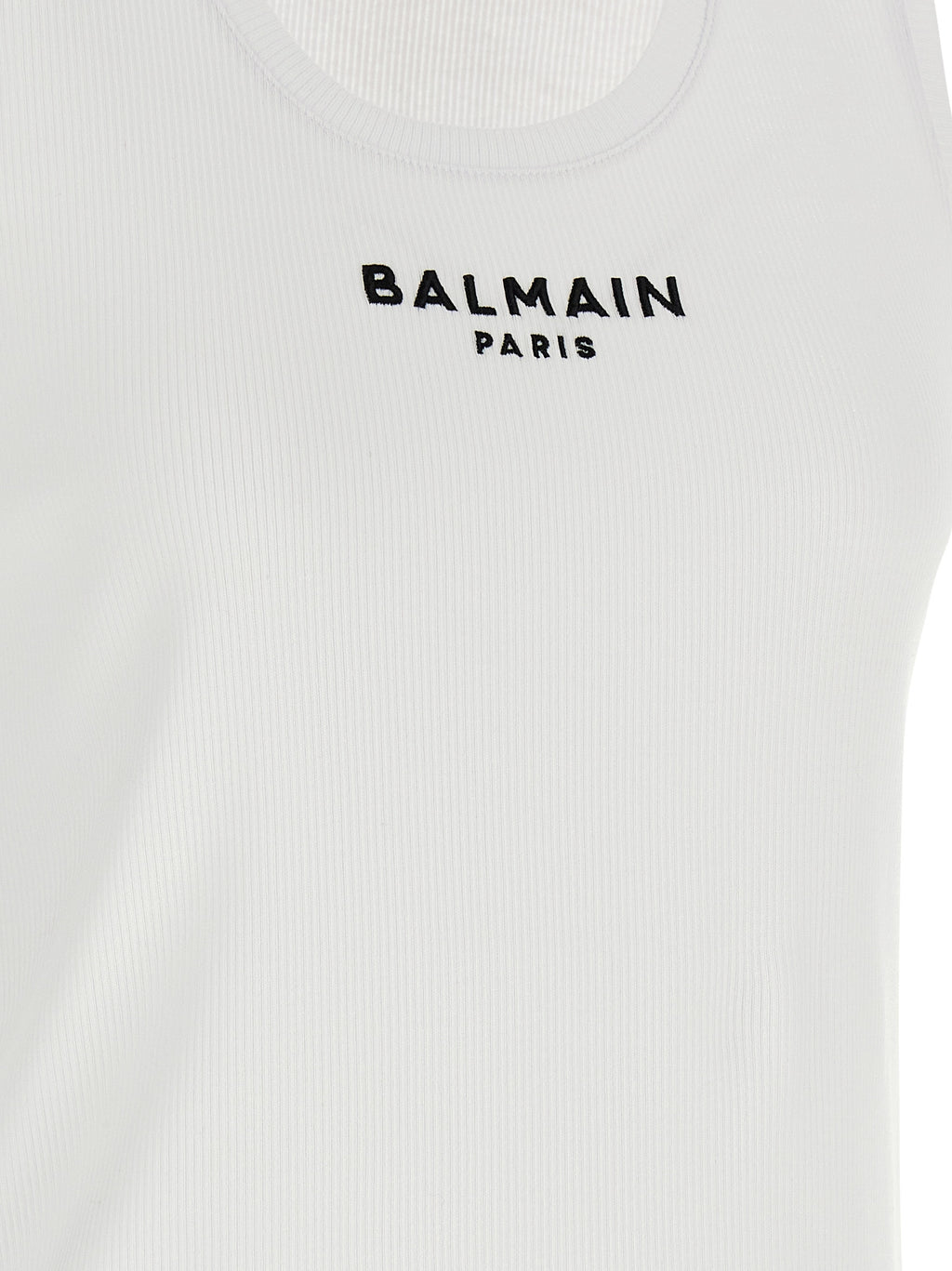 Balmain Weißes ärmelloses Baumwoll-T-Shirt